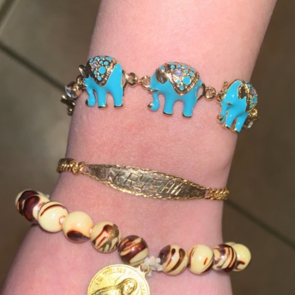 Neiman Marcus Barzel 18k Gold Plated Elephant Blue Eternal Bracelet